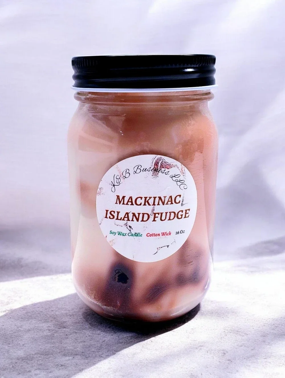 Handmade MACKINAC ISLAND FUDGE Soy Wax Candle , Natural Cotton Wick, 16 OZ
